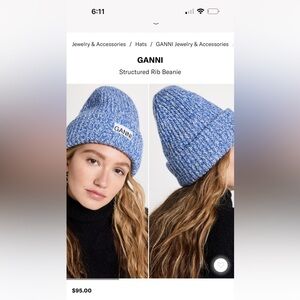 Ganni structured rib beanie blue